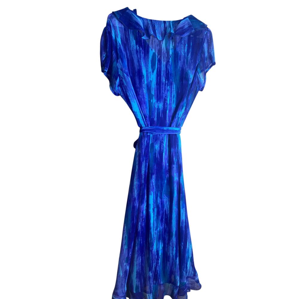 MSK Blue ruffle dress size 14 - Picture 2 of 8